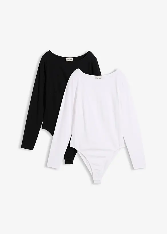 Lot de 2 bodys manches longues, bonprix