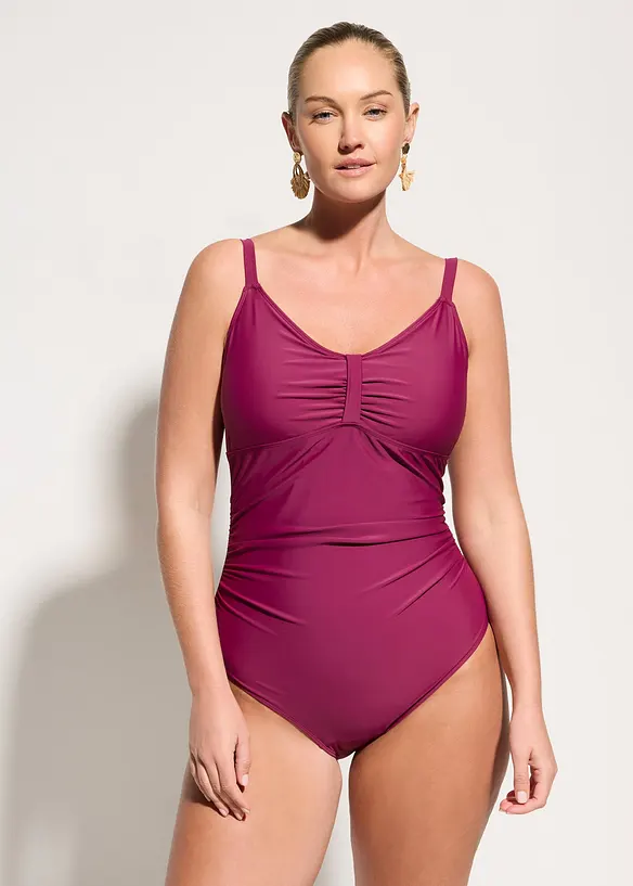 Maillot sculptant &agrave; fronces, maintien mod&eacute;r&eacute;, bonprix