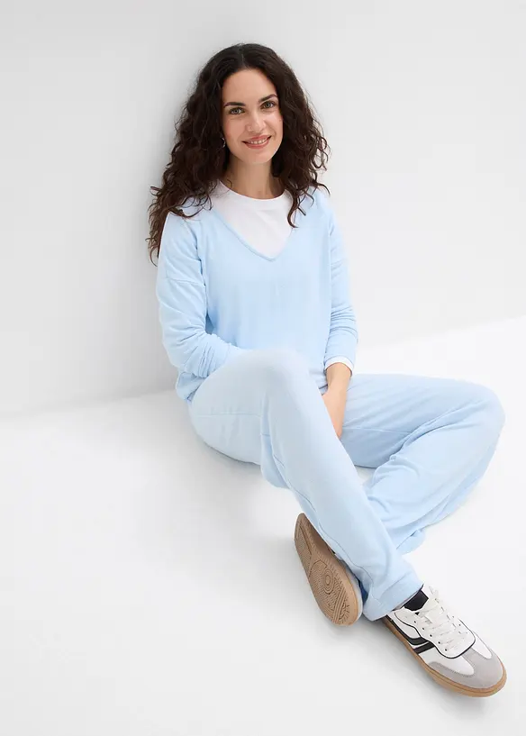 Pantalon en jersey effet maille, bonprix