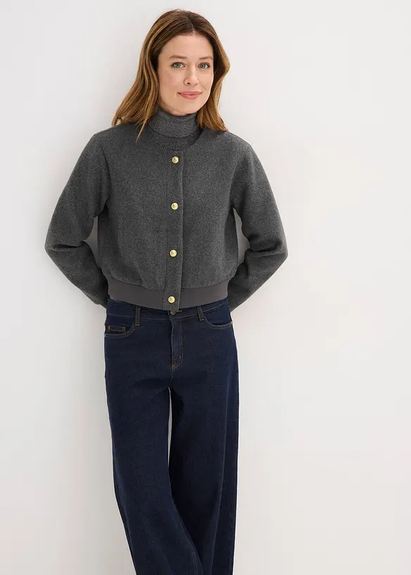 Blouson doux effet tweed, bonprix