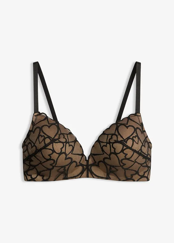 Soutien-gorge &agrave; coques sans armatures, dentelle c&oelig;urs, bonprix