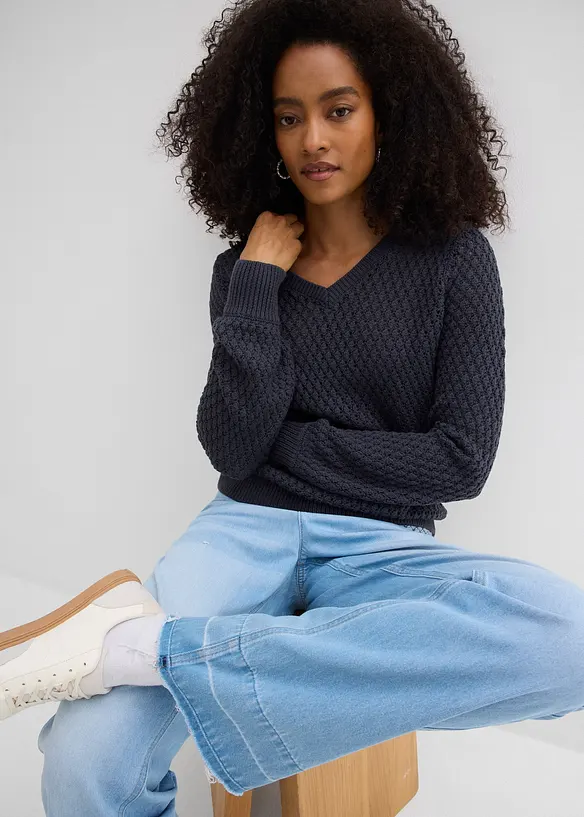 Pull en coton m&eacute;lang&eacute;, bonprix