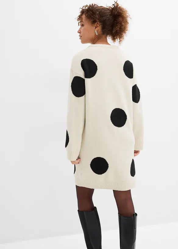 Robe oversize en maille &agrave; pois, bonprix