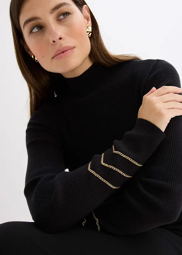 Pull en fine maille &agrave; cha&icirc;nes dor&eacute;es, bonprix