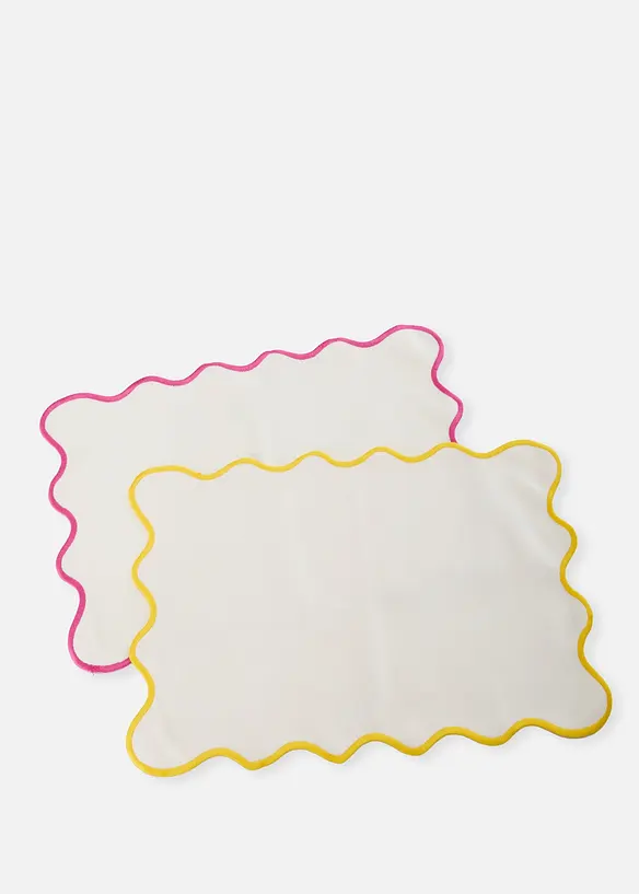 Lot de 2 sets de table &agrave; bord ondul&eacute;, bonprix