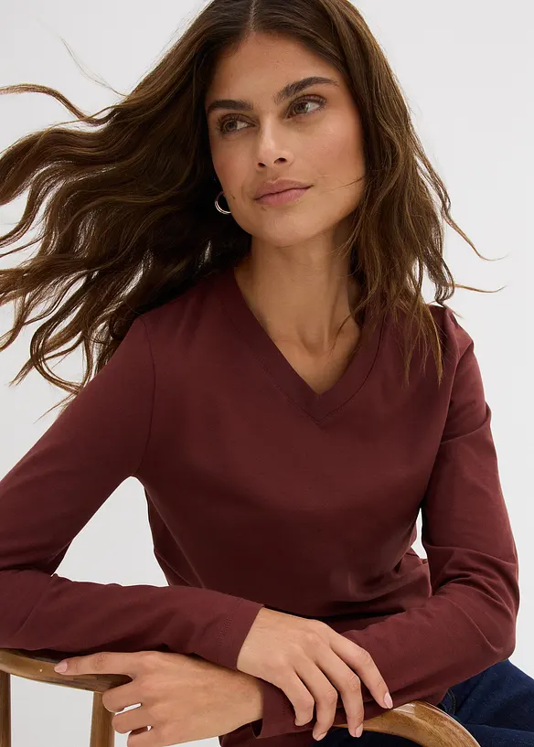 T-shirt manches longues pr&egrave;s du corps, bonprix