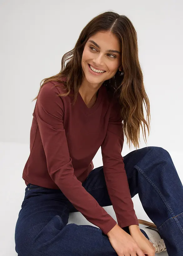 T-shirt manches longues pr&egrave;s du corps, bonprix