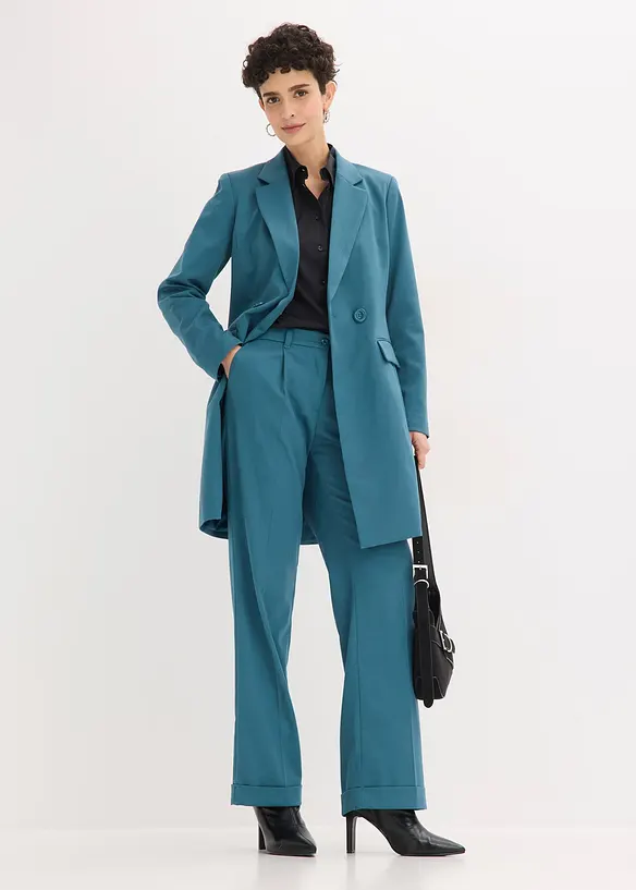 Blazer long &agrave; col V, manches longues, bonprix