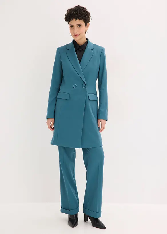 Blazer long &agrave; col V, manches longues, bonprix