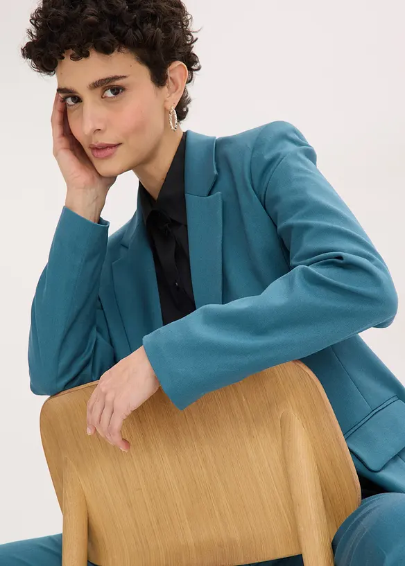 Blazer long &agrave; col V, manches longues, bonprix