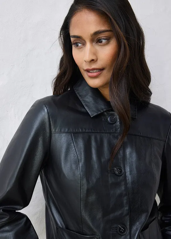 Veste courte en cuir d&rsquo;agneau nappa, bonprix