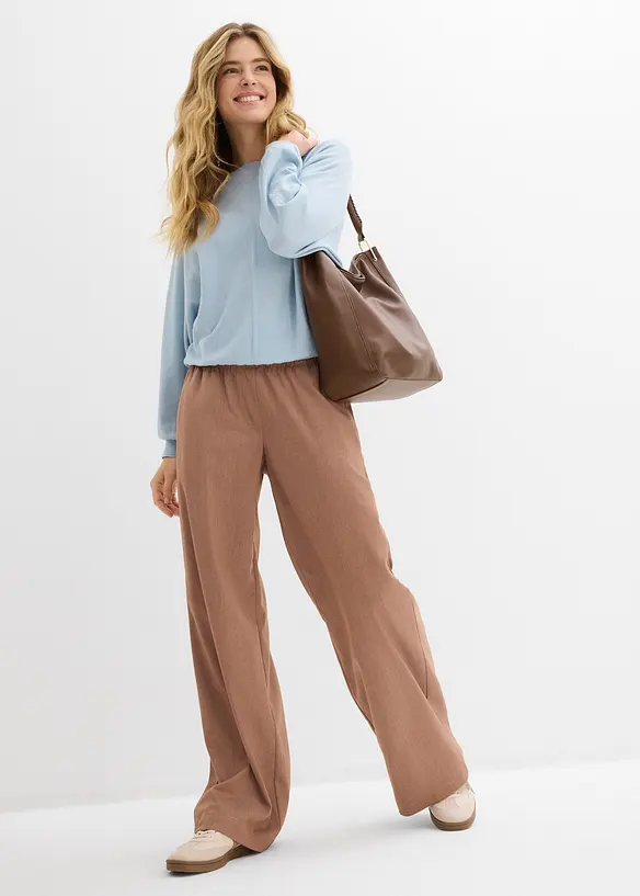 Pantalon palazzo &agrave; taille &eacute;lastiqu&eacute;e, bonprix