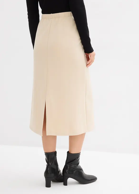 Jupe midi en mati&egrave;re n&eacute;opr&egrave;ne douce, bonprix