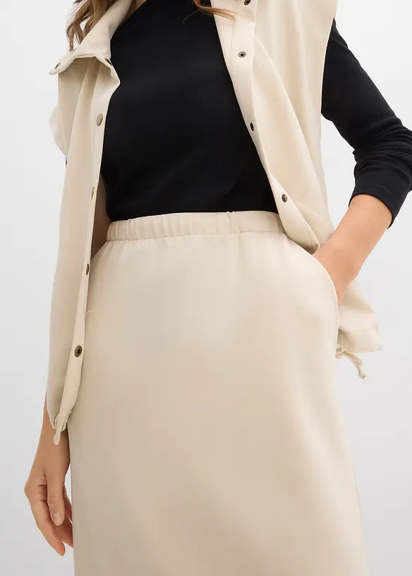 Jupe midi en mati&egrave;re n&eacute;opr&egrave;ne douce, bonprix