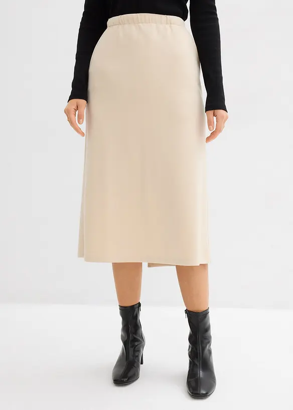 Jupe midi en mati&egrave;re n&eacute;opr&egrave;ne douce, bonprix