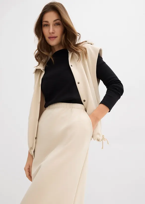 Jupe midi en mati&egrave;re n&eacute;opr&egrave;ne douce, bonprix