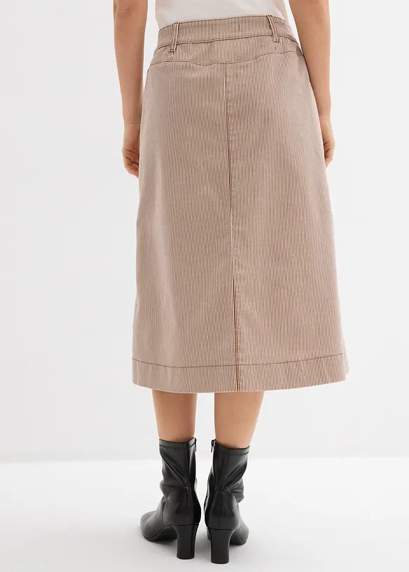 Jupe midi ray&eacute;e &agrave; boutons, bonprix