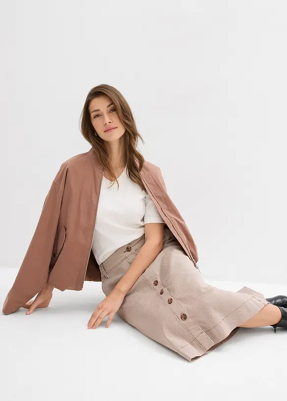 Jupe midi ray&eacute;e &agrave; boutons, bonprix