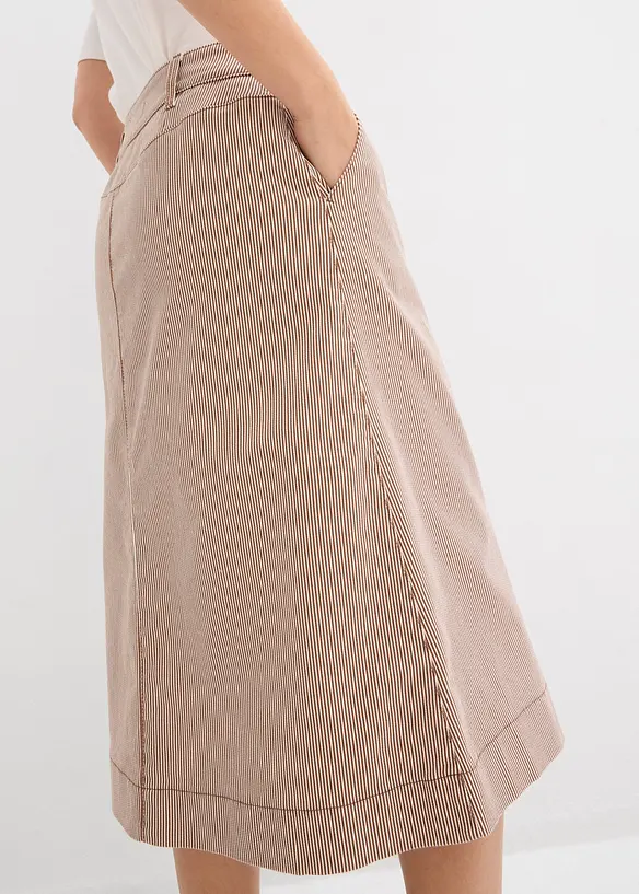 Jupe midi ray&eacute;e &agrave; boutons, bonprix