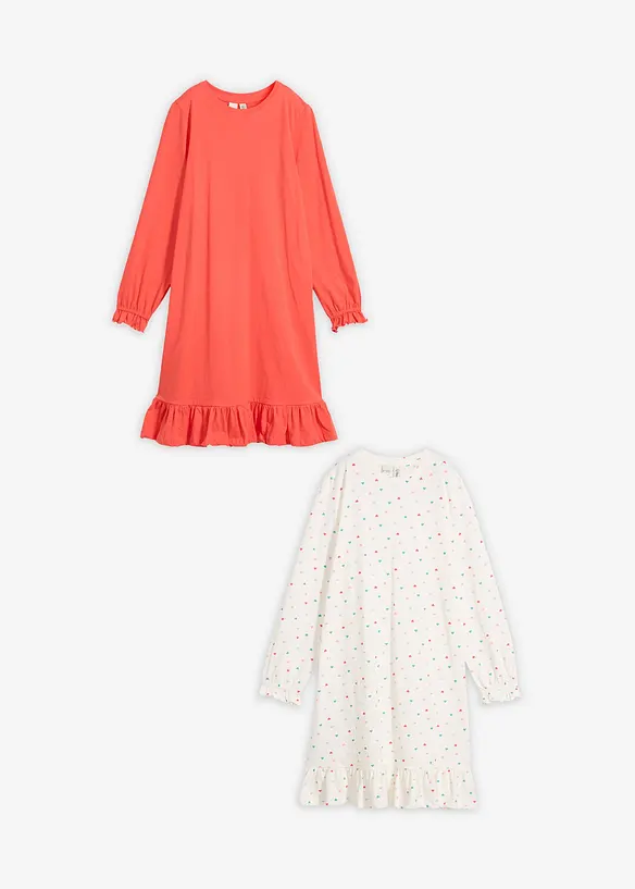 Lot de 2&nbsp;chemises de nuit en coton doux, bonprix
