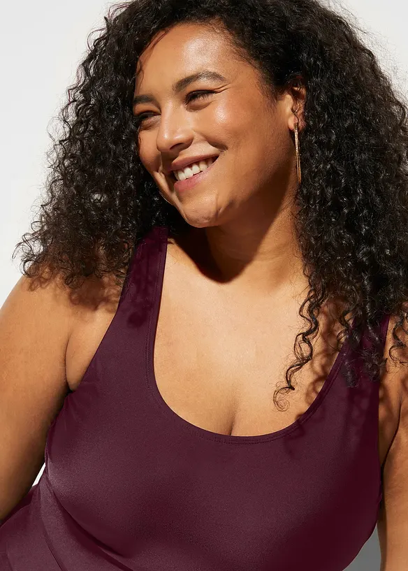 Maillot 1 pi&egrave;ce sculptant, maintien l&eacute;ger, avec plis d&eacute;coratifs, bonprix