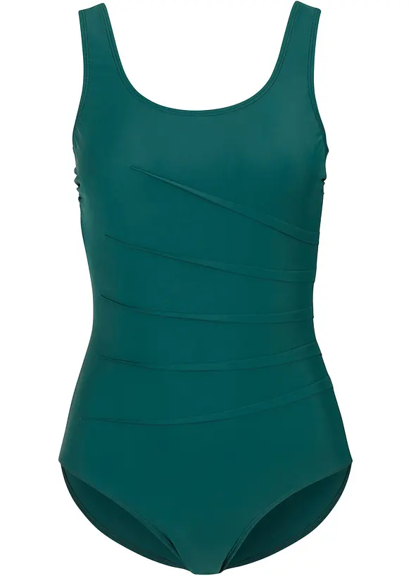 Maillot 1 pi&egrave;ce sculptant, maintien l&eacute;ger, avec plis d&eacute;coratifs, bonprix