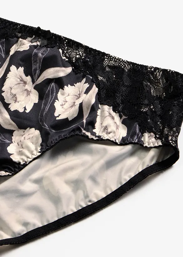 Slip Maxi en mati&egrave;re brillante avec dentelle, bonprix