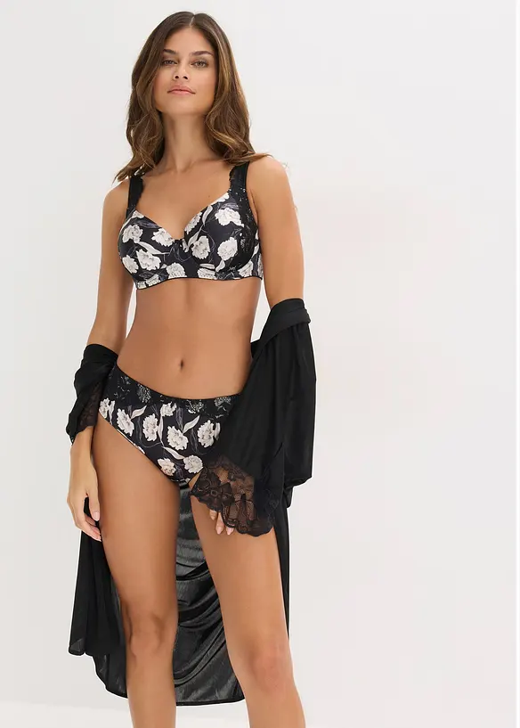 Slip Maxi en mati&egrave;re brillante avec dentelle, bonprix