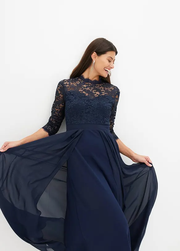 Robe longue avec dentelle, bonprix