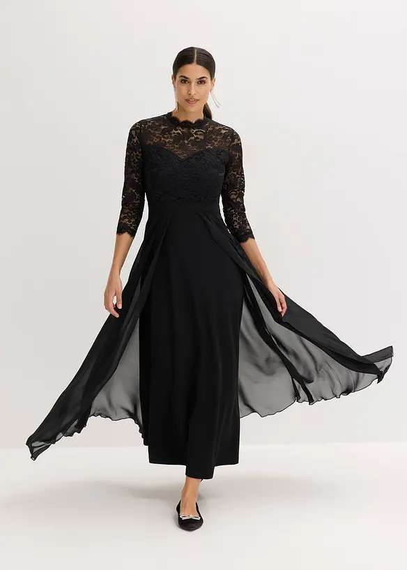 Robe longue avec dentelle, bonprix