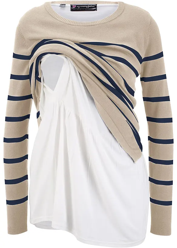 Pull de grossesse et d&rsquo;allaitement en maille l&eacute;g&egrave;re, bonprix