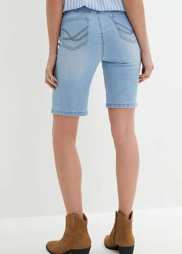 Bermuda en jean, coupe slim, taille mi-haute, bonprix