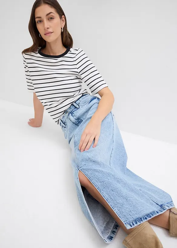 Jupe midi en jean, bonprix