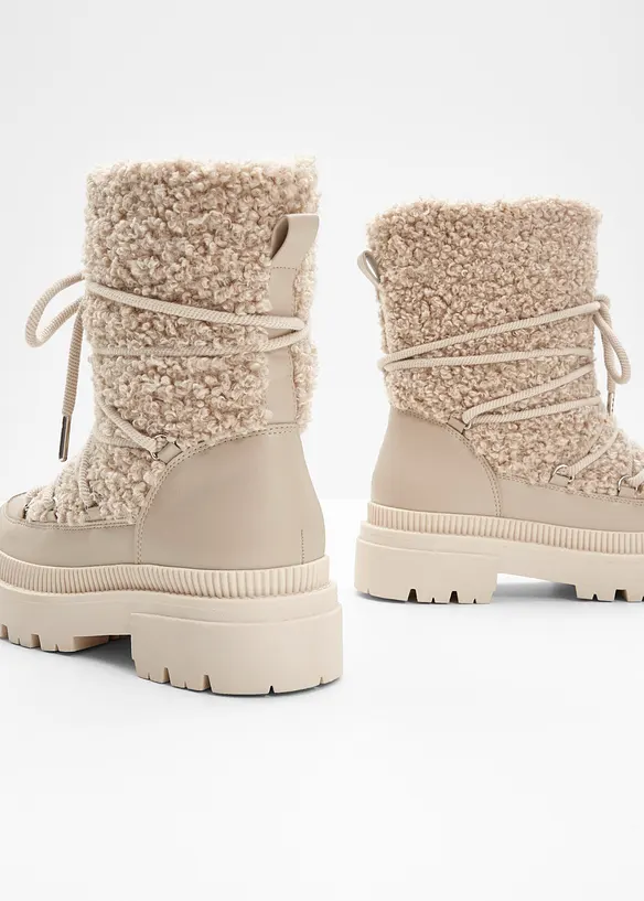 Boots fourr&eacute;es &agrave; lacets, bonprix