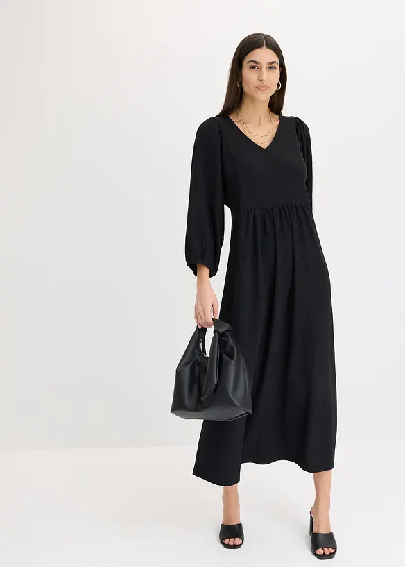 Robe midi en jersey textur&eacute;, bonprix