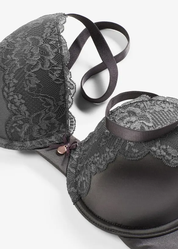 Soutien-gorge &agrave; coques satin et dentelle, bonprix