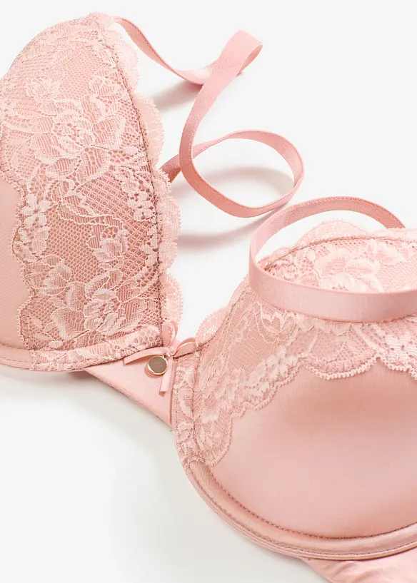 Soutien-gorge &agrave; coques satin et dentelle, bonprix