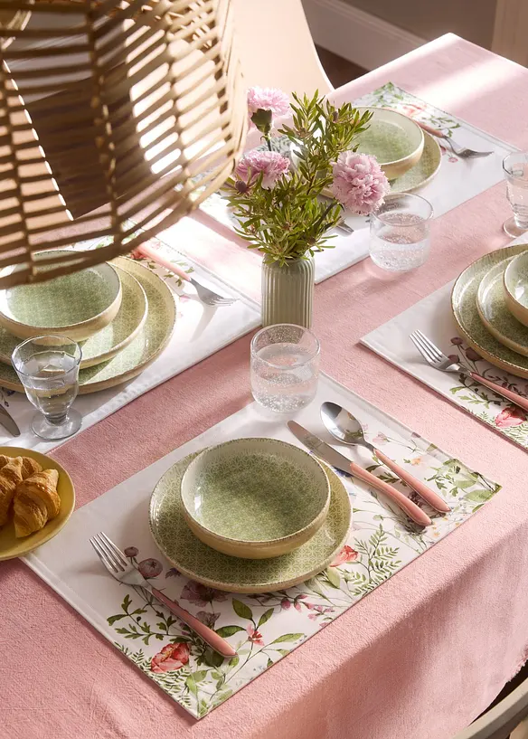 Lot de 4 sets de table &agrave; imprim&eacute; floral, bonprix