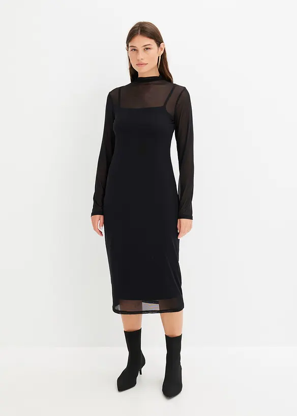 Robe en jersey avec empi&egrave;cement mesh, bonprix