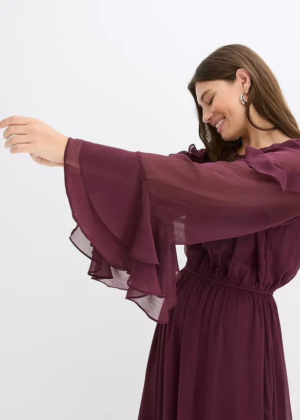 Robe en mousseline &agrave; volants, bonprix