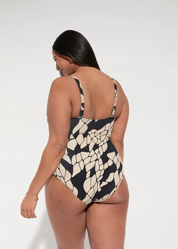 Maillot 1 pi&egrave;ce sculptant &agrave; col en V, maintien mod&eacute;r&eacute;, bonprix