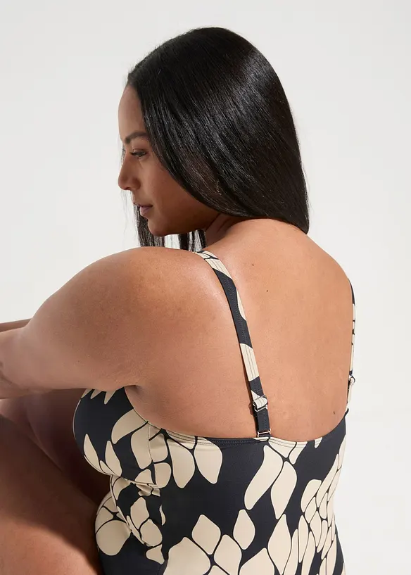 Maillot 1 pi&egrave;ce sculptant &agrave; col en V, maintien mod&eacute;r&eacute;, bonprix