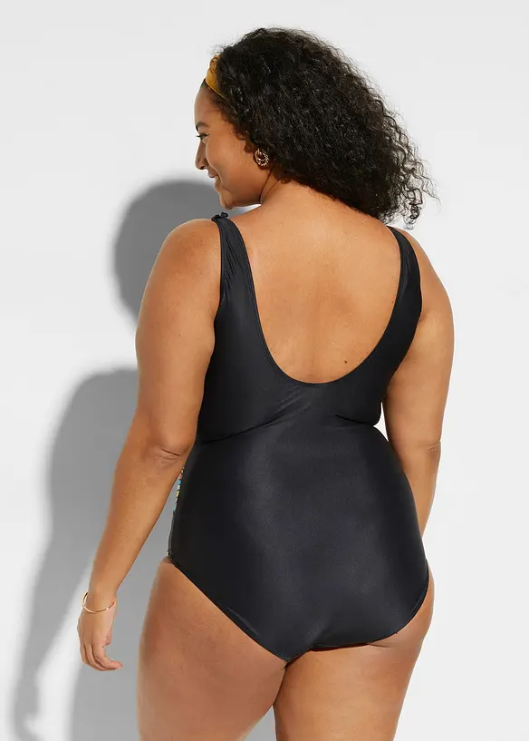 Maillot 1 pi&egrave;ce sculptant &agrave; volants, maintien mod&eacute;r&eacute;, bonprix