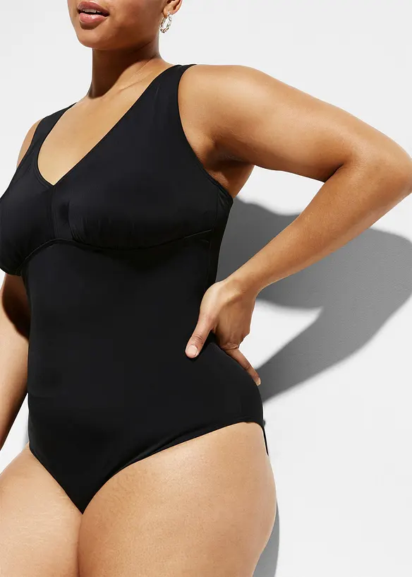 Maillot 1 pi&egrave;ce sculptant &agrave; col en V, maintien mod&eacute;r&eacute;, bonprix