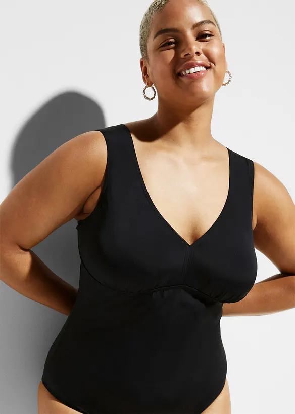 Maillot 1 pi&egrave;ce sculptant &agrave; col en V, maintien mod&eacute;r&eacute;, bonprix