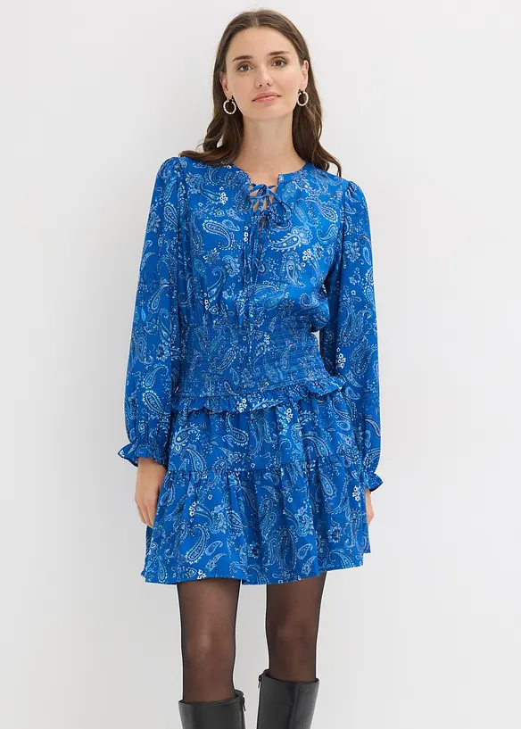 Robe courte en cr&ecirc;pe textur&eacute;, bonprix