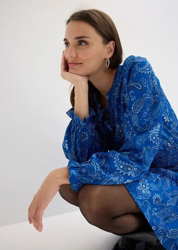 Robe courte en cr&ecirc;pe textur&eacute;, bonprix