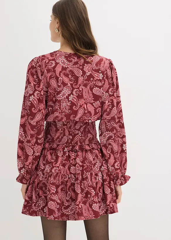 Robe courte en cr&ecirc;pe textur&eacute;, bonprix