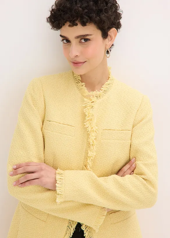 Blazer long en maille boucl&eacute;e, bonprix