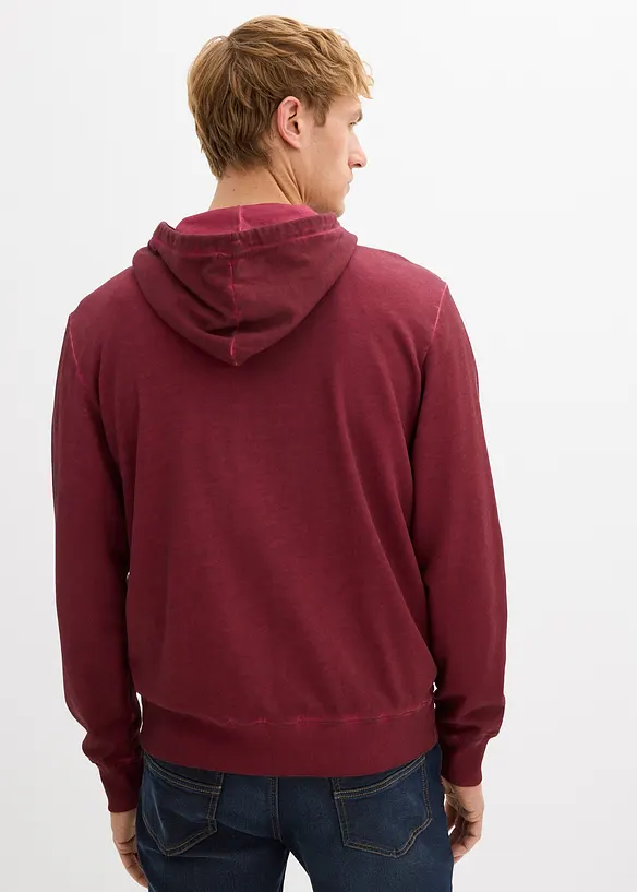 Sweat zipp&eacute; &agrave; capuche, aspect d&eacute;lav&eacute;, bonprix